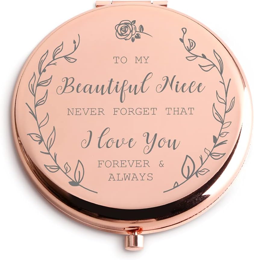 Java Wood Auntie Uncle to My Beautiful Niece Düğün Hediyesi Fikirleri Pembe Altın Makyaj Aynası Yeğen Mezuniyet Doğum Günü Yeğeni Hediyeleri Teyzeden