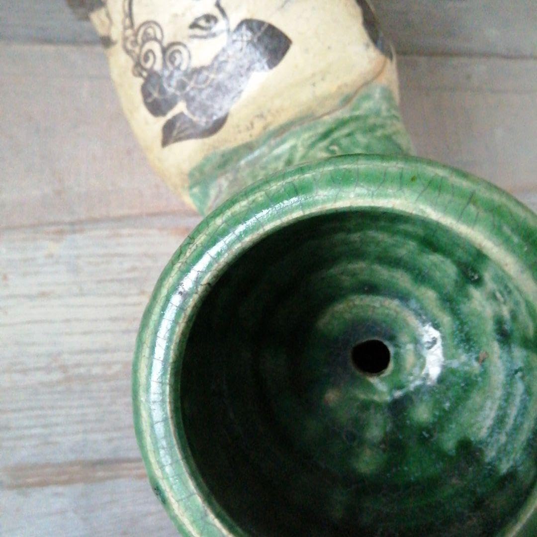 瀬戸焼　織部煙管形花瓶　33cm 瀬戸焼 織部煙管形花瓶 33cm 【公式通販】