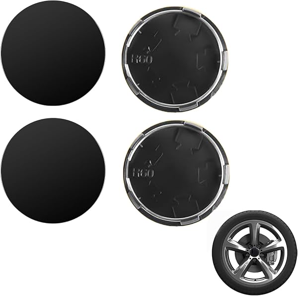 4 Pièces Universels Cache Moyeu 60mm, Moyeu de Roue, Enjoliveurs Centre de Roue en Noir pour Automobiles, Cache Seat Universels, Facile à Installer et Durable(OD 60mm ID 56mm) - 1