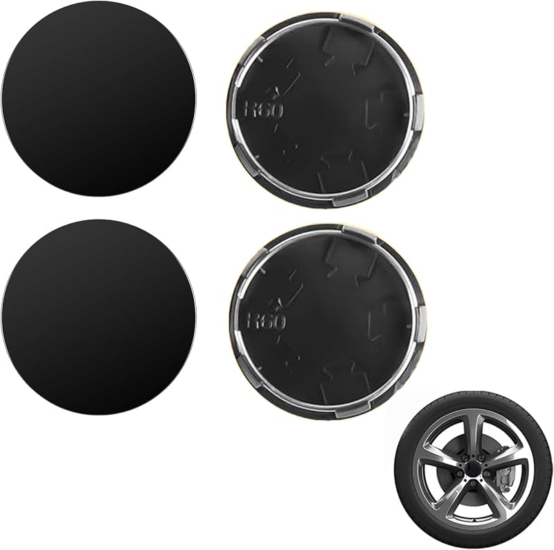 4 Pièces Universels Cache Moyeu 60mm, Moyeu de Roue, Enjoliveurs Centre de Roue en Noir pour Automobiles, Cache Seat Universels, Facile à Installer et Durable(OD 60mm ID 56mm)