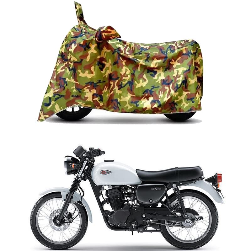 Image of Waterproof 100% PVC Coated Full Bike Scooty Two Wheeler Body Cover Compatible for KawasaW175 /UV-Rays /Heat Protection /Birds Dropping /Scratchproof /Dust Proof /All Varients[6X6 Jungle Print]