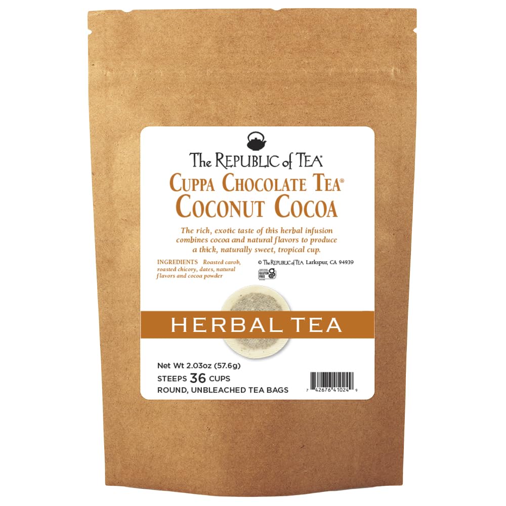 The Republic of Tea – Coconut Cocoa Cuppa Chocolate Tea Bags Refill, Low-Caffeine, 36 Servings