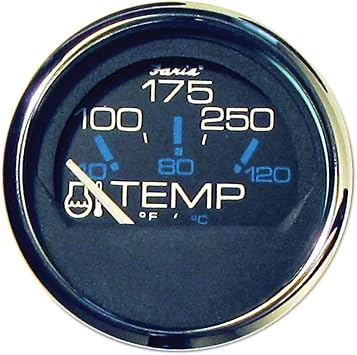 Faria 13704 Chesapeake Black 100-250F Water Temp Gauge
