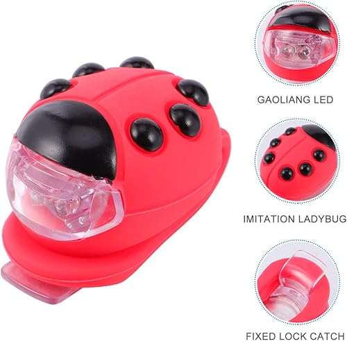 Miniatura 8 de BESPORTBLE Luz de mariquita para niños, luz delantera y trasera, faros delanteros y traseros de bicicleta, luz LED de silicona, luz trasera para