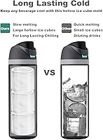 Vista 4 de Molde cilíndrico hueco para cubitos de hielo para accesorios Owala de 24 onzas, 32 onzas, 40 onzas, juego de 3, molde de hielo de silicona