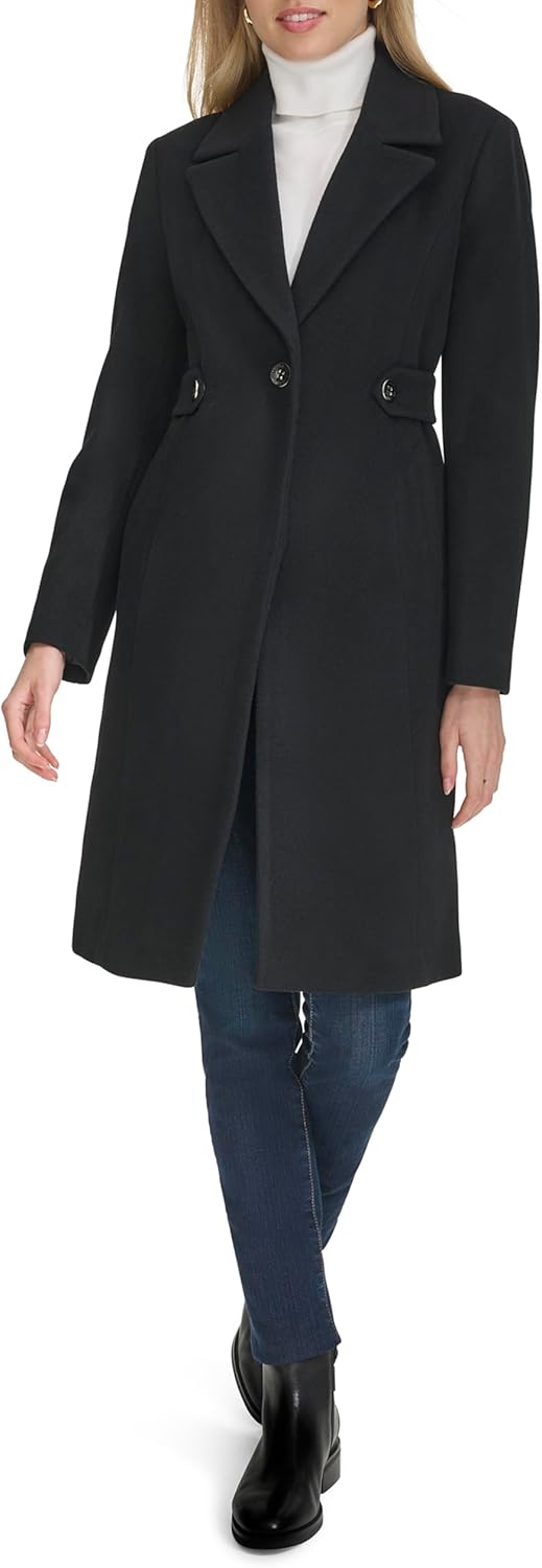 Cole Haan Women's Notch Lapel Slick Wool Classic Jacket