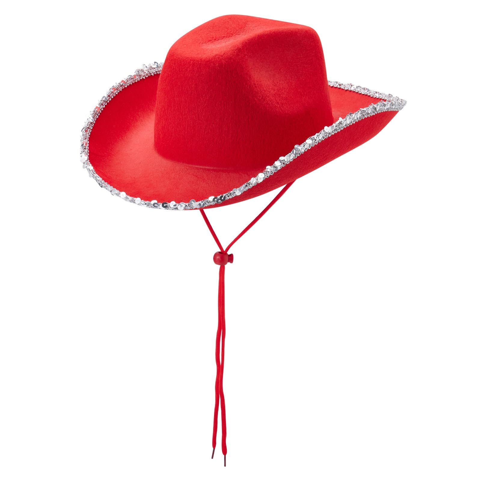 WYLZLKX Sequins Brim Cowboy Hat for Women Wide Brim Cowgirl Hat Wedding Party Props Bachelorette Party Western Hat for Bridal Red