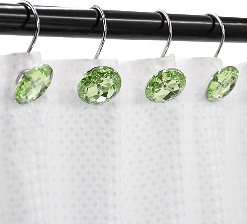 Miniatura 10 de Gibelle Ganchos para cortina de ducha, anillos de cortina de ducha en forma de diamante, ganchos para cortinero de baño, diamantes de imitación
