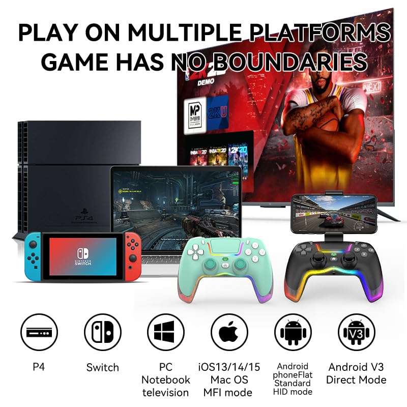 Miniatura 3 de RALAN PINK Wireless Controller Compatible with Playstation 4ProSlimfor PS4 Dualshock 4 Gamepad with Adjustable LED Lighting, 3.5mm Audio Jack and