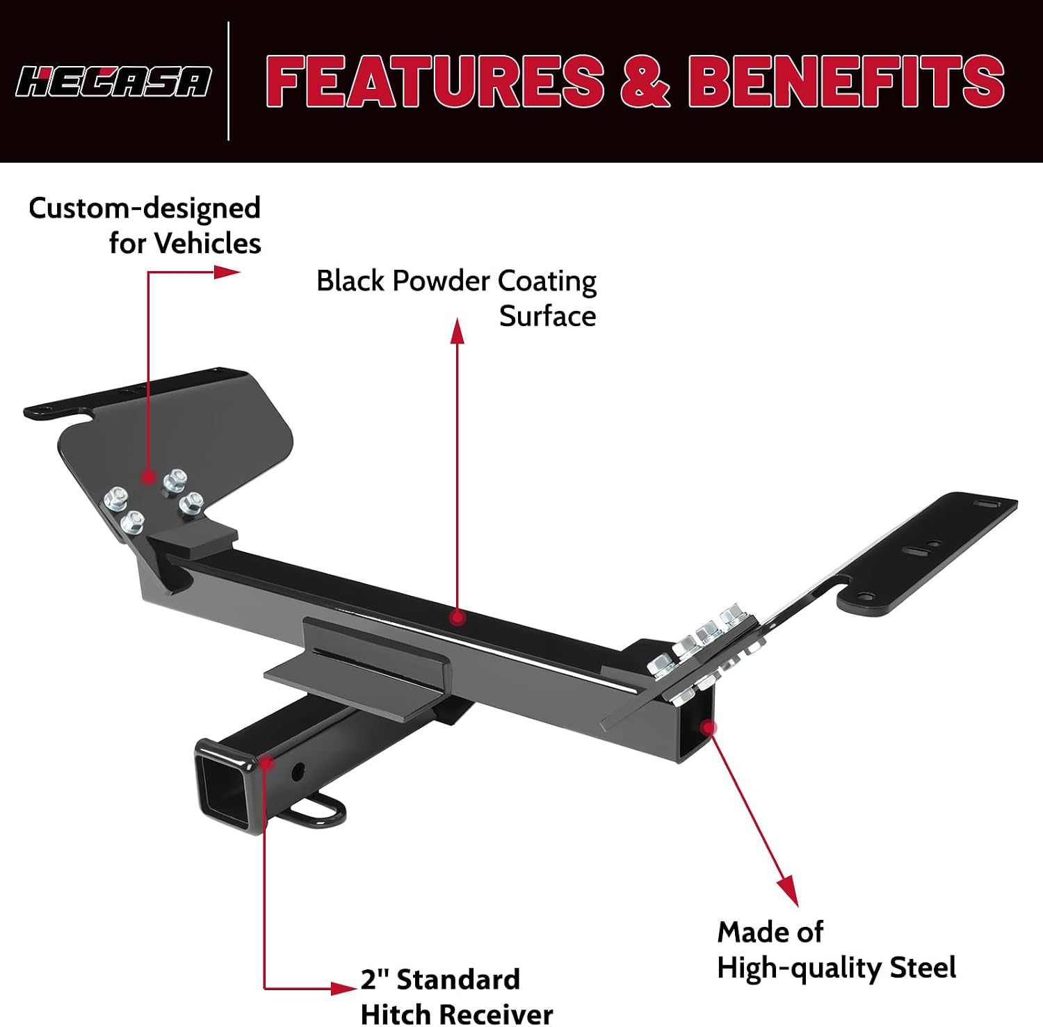 HECASA Class 3 Trailer Hitch Compatible with 2018-2024 Chevy Chevrolet Equinox GMC Terrain Excluding Diesel Trailer Tow Hitch 2 Inch Receiver