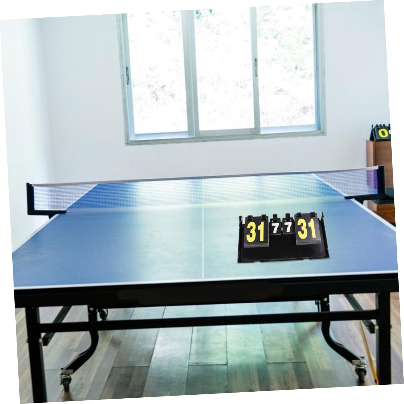 POPETPOP Tischtennis Anzeigetafel 4-stellig für Ballspiele, Schwarz | Kunststoff und Karton, Klar und Intuitiv, Leicht zu Reinigen, Wiederverwendbar, für Badminton