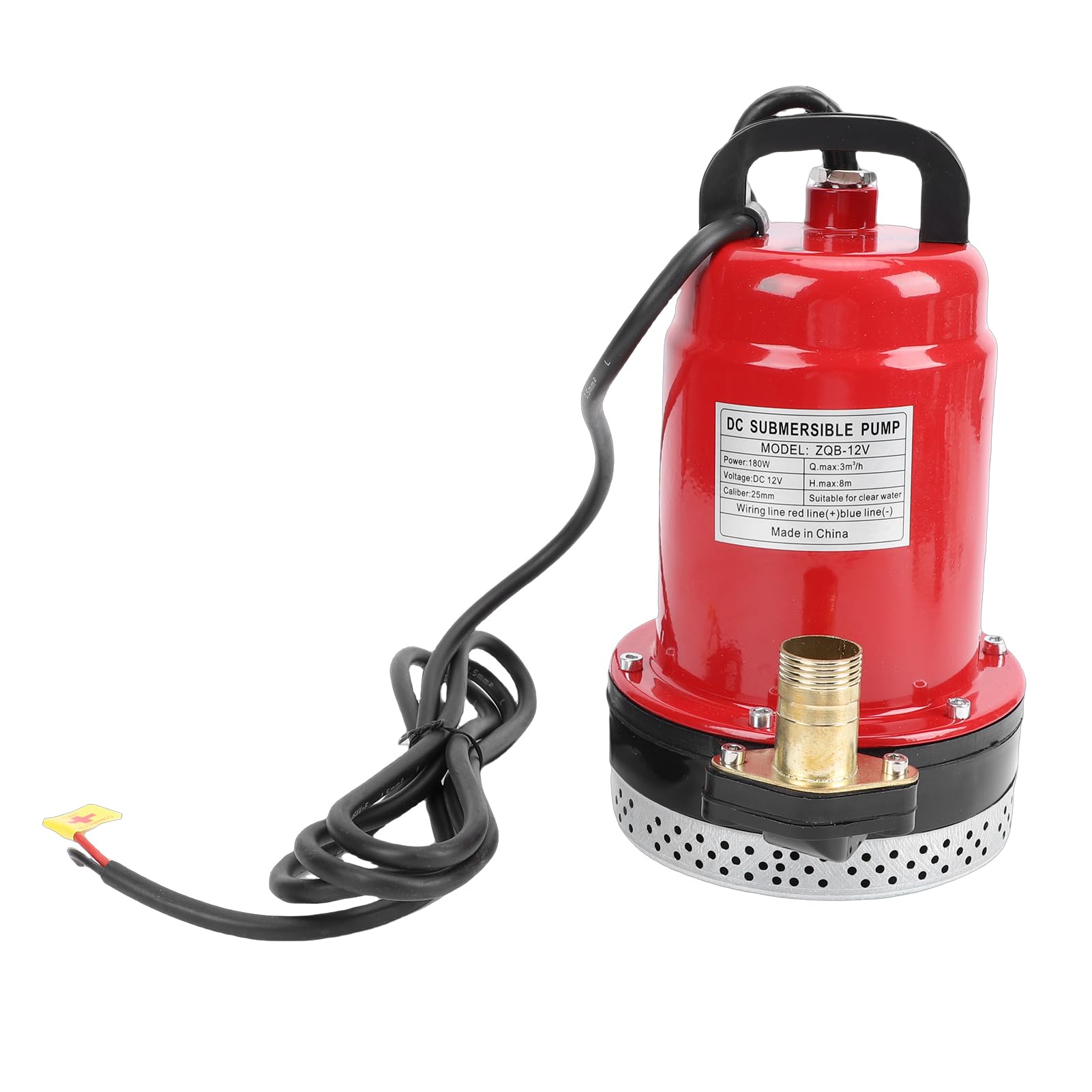 FILFEEL Bomba Sumergible de 12 V CC 180 W - Bomba de Pozo Profundo de Acero Inoxidable con Tasa de 8 M/26 Pies y ³/h para Riego de Granjas, Riego de Jardines, Aireación de Estanques y Uso Fuera de
