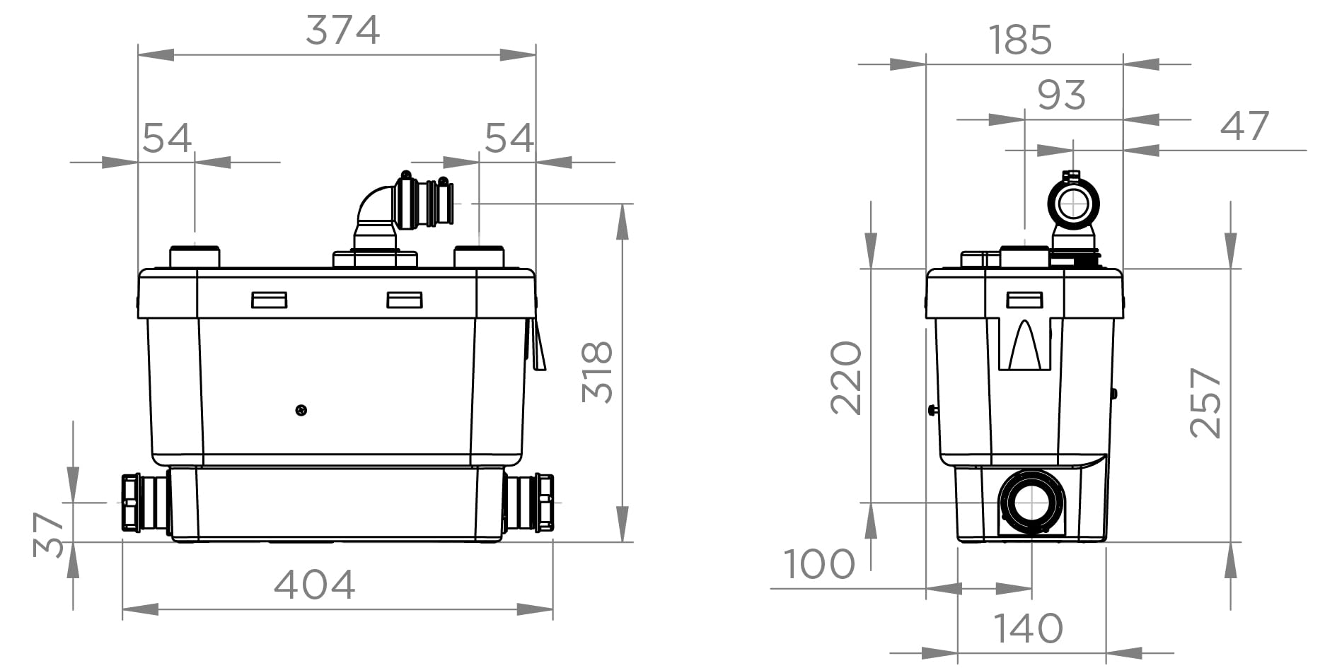 SFA - Sanipompe Vite - Pompe Relevage Eaux Usées - Salle De Bain Ou Cuisine - 3 Entrées - Puissante Et Silencieuse 42 dB(A) - Installation Facile - 42 x 18 x 32,1 cm - 400W - Made In France