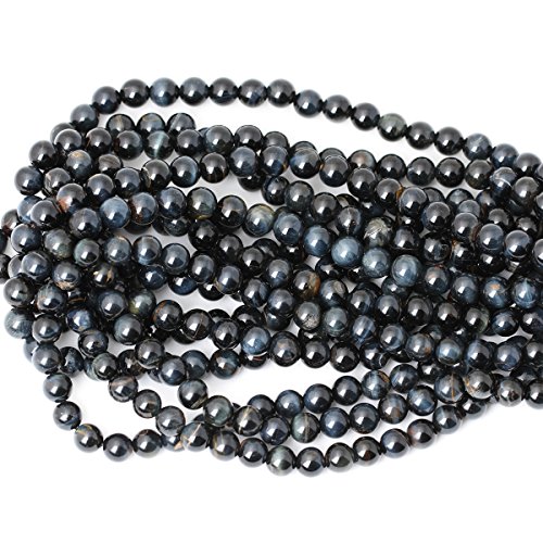Cheavian 45Pcs 8Mm Natural Blue Tiger Eye Gemstone Round Loose Beads For Jewelry Making Diy Findings 1 Strand 15" #TOP2