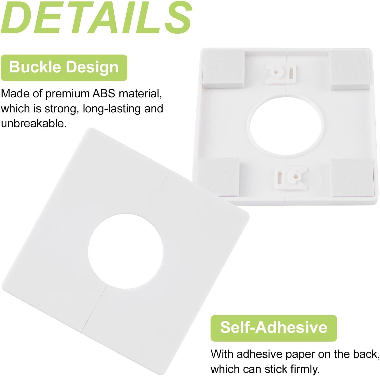 4Pcs Pipe Wall Covers, ABS Square Self-Adhesive Escutcheon Plate Faucet Decoration Accessories for Water Pipe(35mm/1.38 Inch)