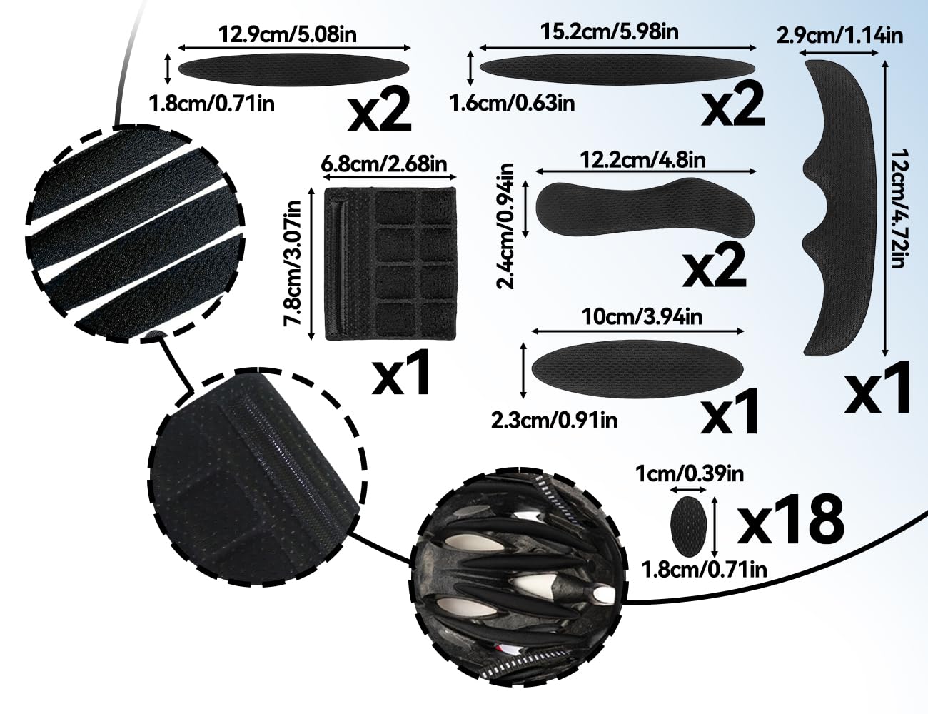 kit imbottitura casco da bicicletta,imbottitura universale per casco in schiuma per bicicletta,imbottitura di ricambio per in spugna(nero)