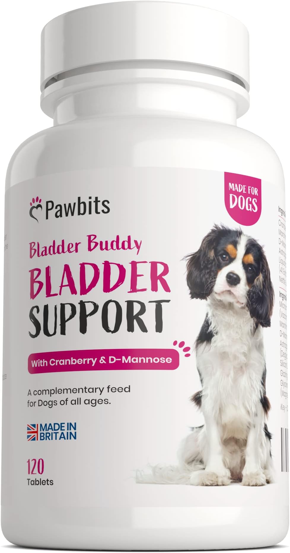 Pawbits 120 Bladder Buddy Support Tablets for Dogs - Dog UTI treatment Food Supplements with Cranberry and D-Mannose to Support Kidney & Urinary Health
