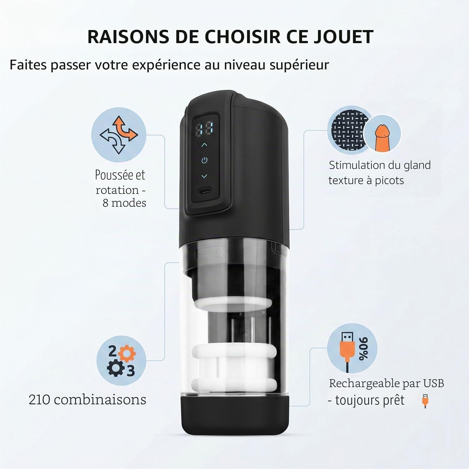 Masturbateur cognant, rotatif et vibrant CX10