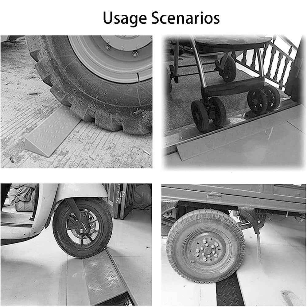 Rampas Portátiles para Escalones, Rampas De Umbral para Sillas De Ruedas De 2-10cm, Rampa De Bordillo De Plástico Antideslizante para Vehículos(Gray,100cm*22cm*10cm)