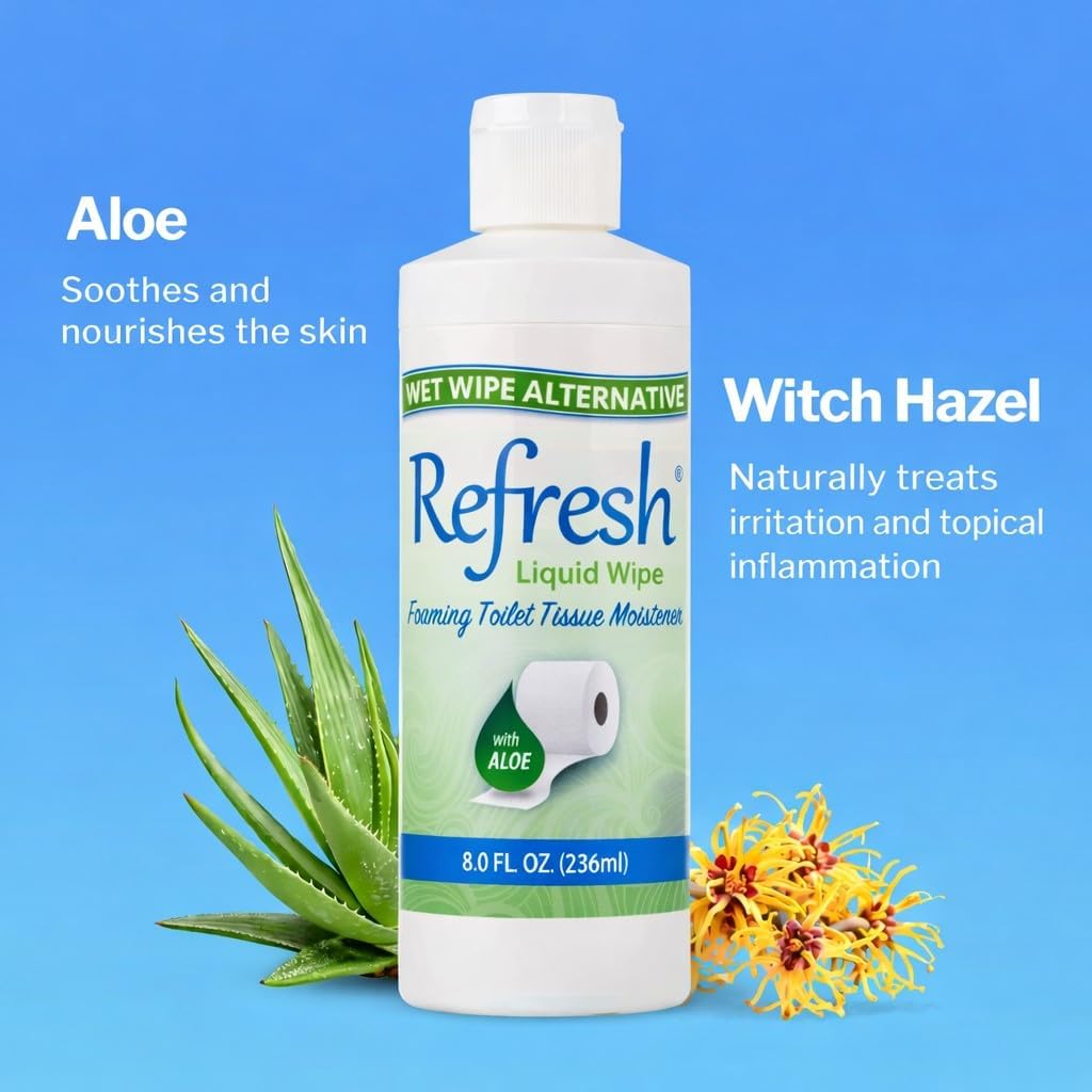 Refresh Liquid Wipe Toilet Paper Foam – Eco-Friendly Flushable Wet Wipe Alternative, Cleanses & Soothes with Witch Hazel & Aloe, Septic & Plumbing Safe,16 oz Dispenser Refill (1 Pack) - Image 2