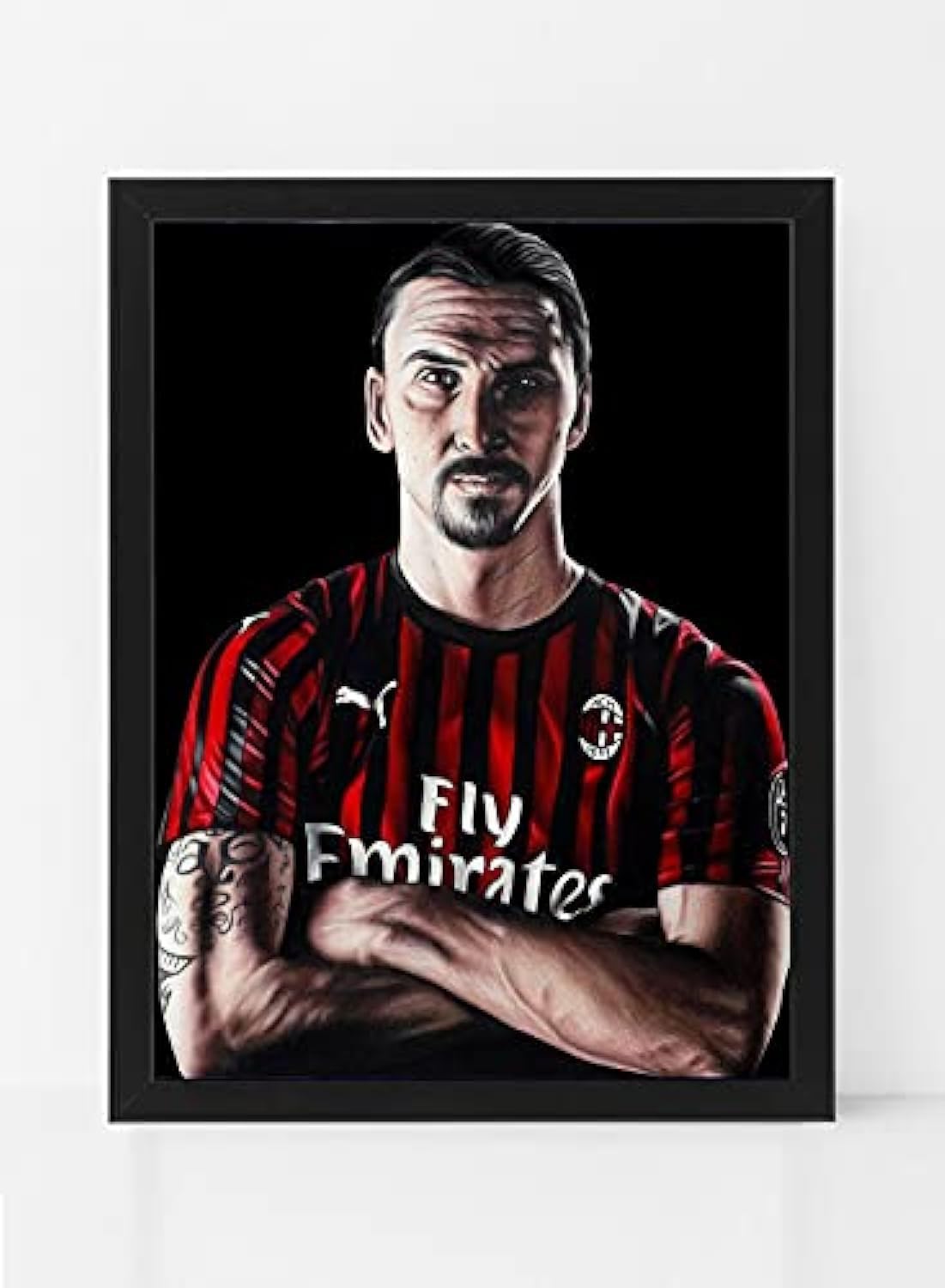 Boomah Accessories Zlatan Ibrahimovic AC Milan Drawing Artwork Framed Poster (30x40cm)