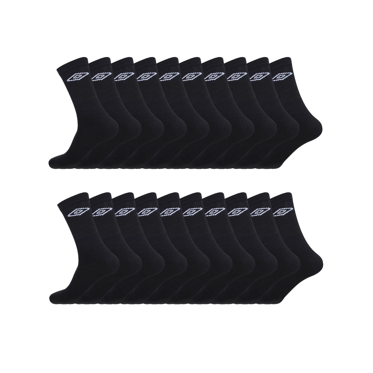 Chaussettes Homme & Femme 43-46, Coton Lot de 20, Noir NR | Mixte, Adulte, Chaussette Haute, Idéal Basket/Sneaker Sport, Mi-saison/Hiver, Épais, Stretch, 20 Paires