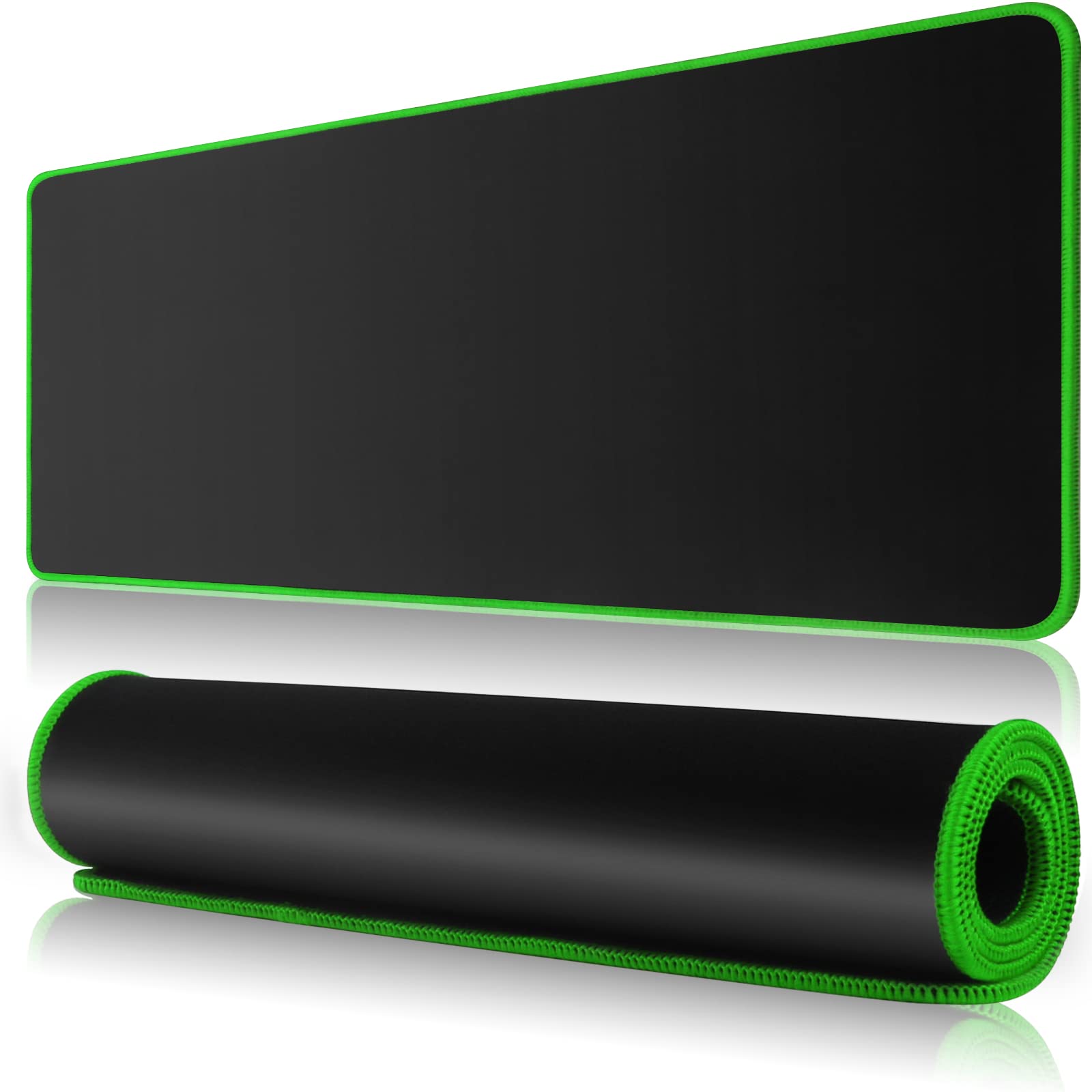 11.8 x31.5 Inches Large Gaming Mouse Pad Mat with Green String Stitched Edge Non-Slip Rubber Base Washable Resilient for Office Computers Laptop Table Mouse Pads Mats Accessory (Extended XX-Large)