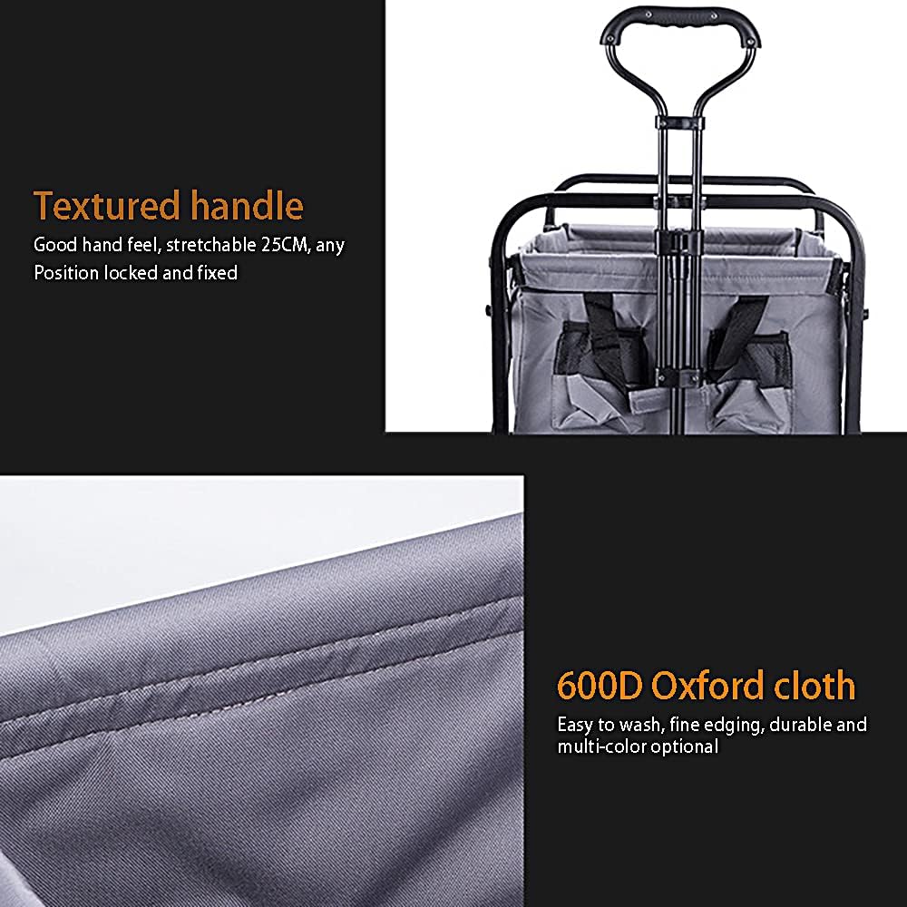 Foldable Wagon The 600D Oxford Cloth is Durable and Can Be Easily Stored in 3 Seconds Different Parts are Equipped with Different Fixing Buckles Easy to Carry Beige + Olive Green