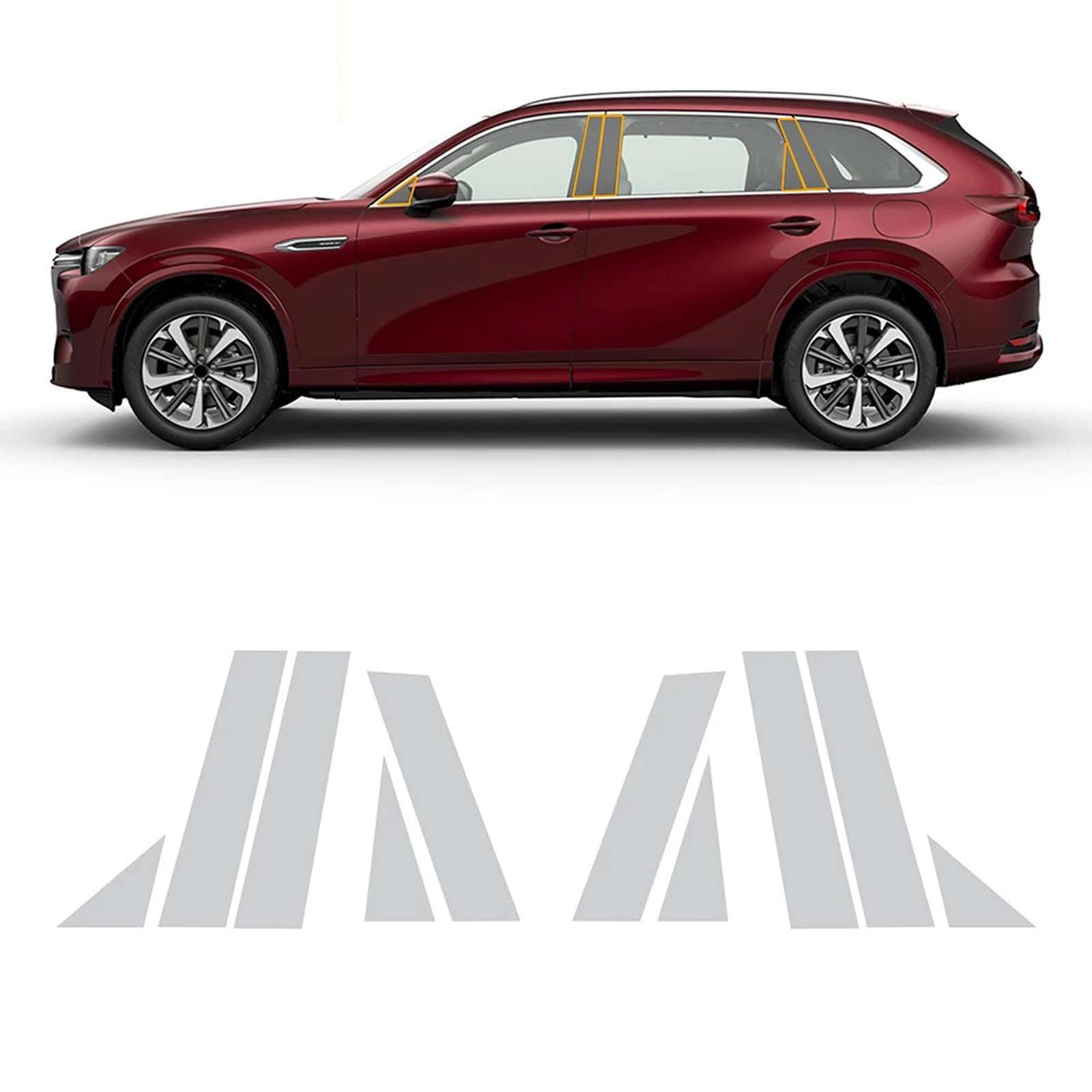 Film de protection carrosserie pilier B C transparent Mazda CX80