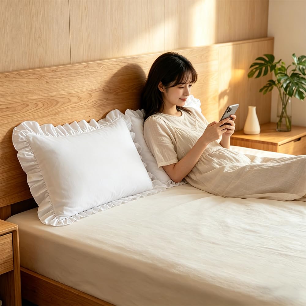 新品半額以下★定価2万priv.spoons club枕カバー2枚セット★ Amazon｜マイクロファイバー枕カバー2枚セット 20x26 ホワイトフリル