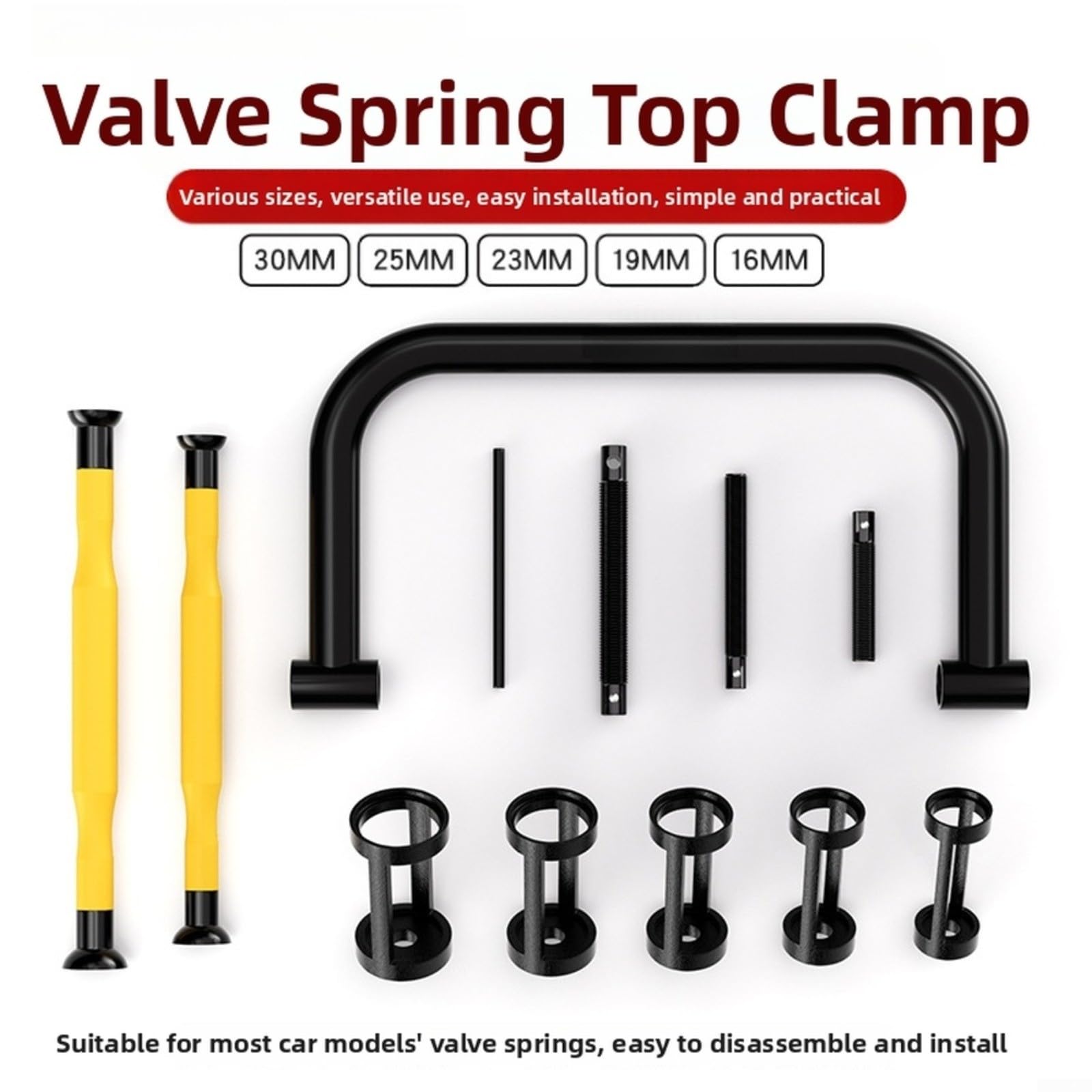 Lot de 11 outils de serrage de ressort de soupape, 45# en acier en forme d'arc, avec tige de soupape, réparation de voiture