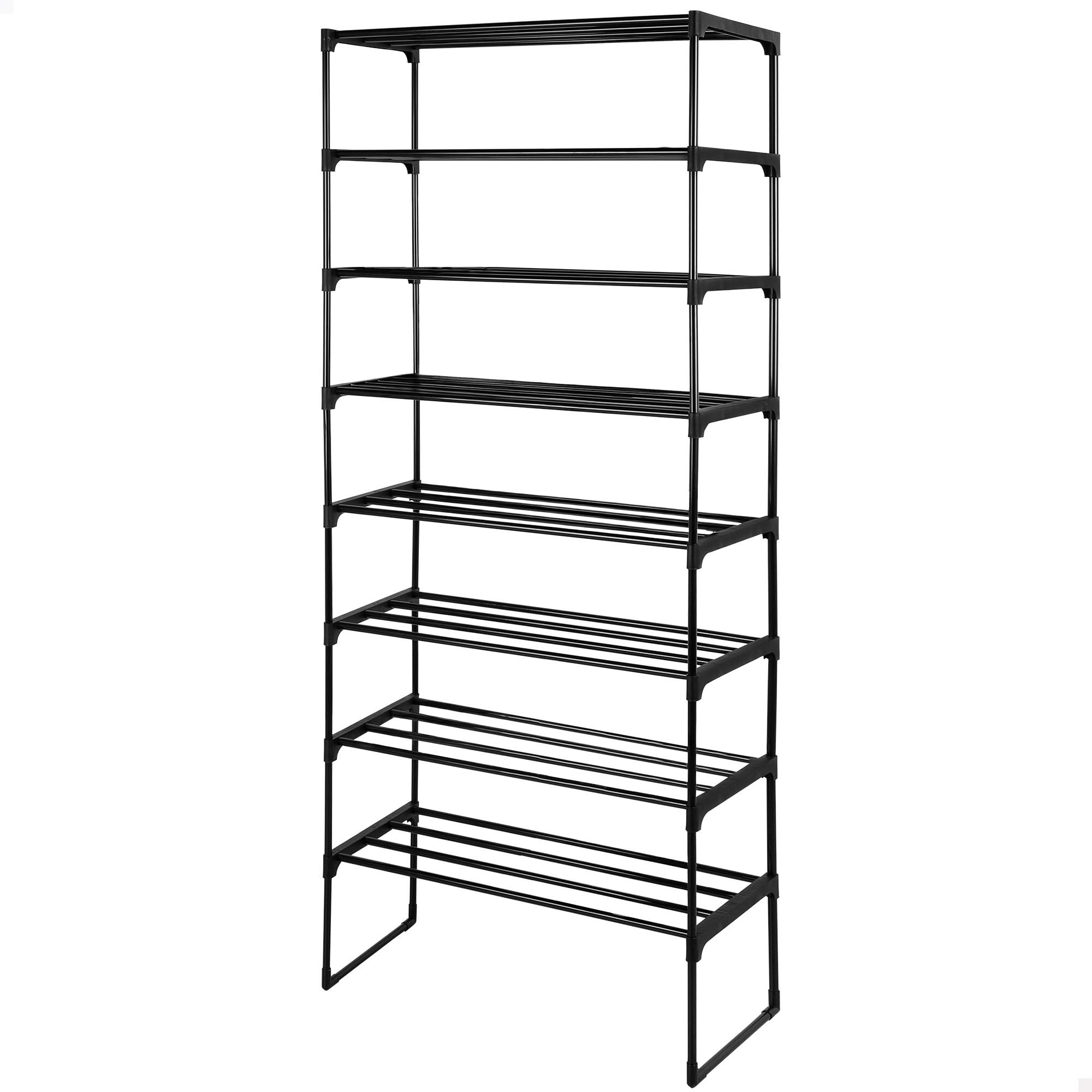 AKTIVE MAX Home Shoe Rack, 67 x 30 x 160 cm, Maximum Weight Supported 24 kg, 4 Levels, Organizer, Black Frame, for Entrance, Bedroom, Stackable (18815)