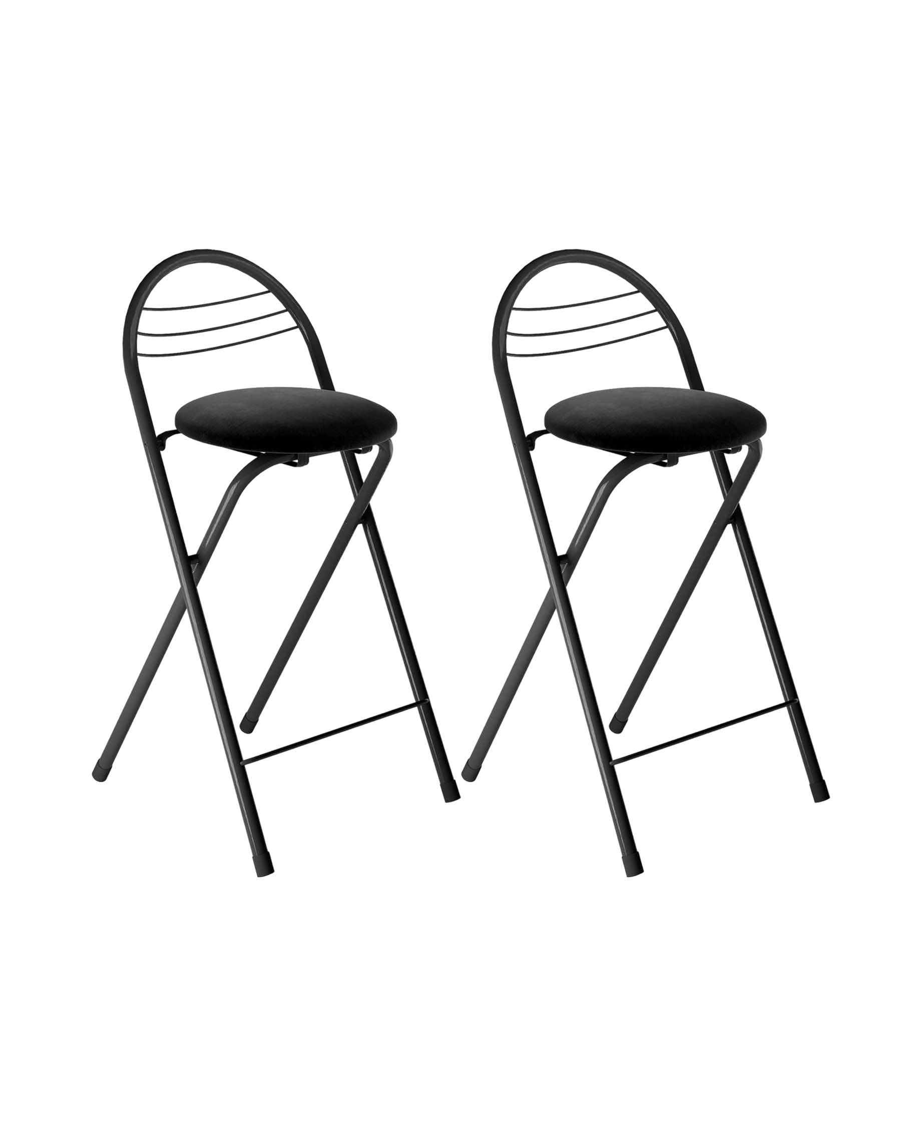 Juego de 2 Taburete Plegable de Bar con Respaldo, Asiento de Terciopelo Suave, Altura de Asiento 60cm, Silla Alta Plegable Portátil para Cocina, Desayunador, Eventos y Camping
