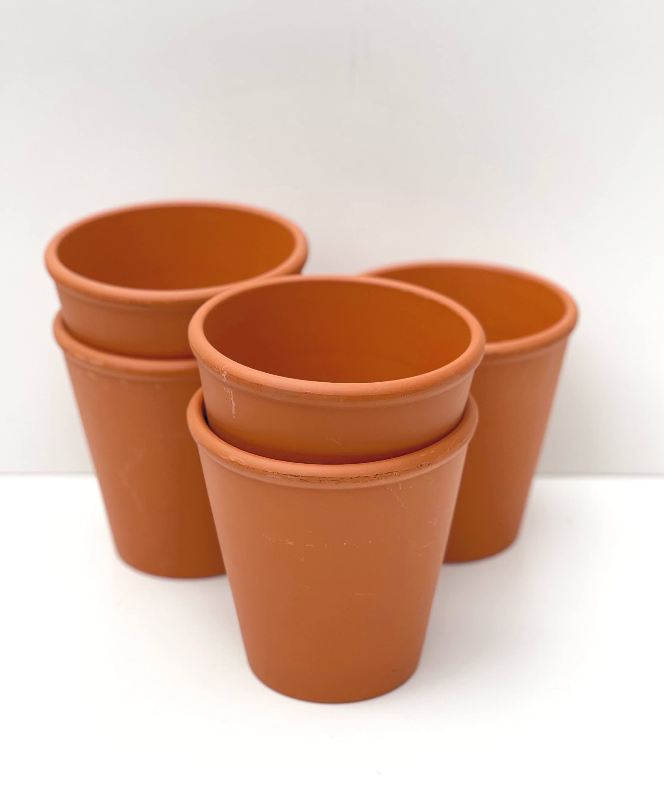 Spang Terracotta Long Tom Plant Pots 14cm W x 14cm H [ROS14] Pack of 5