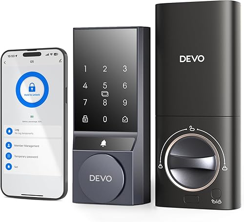 Miniatura 12 de Devo Cerradura Inteligente de Video G1 con Cámara y Timbre, Cerradura de Puerta de Entrada sin Llave 6 en 1 con Conjunto de Manija, Control Remoto
