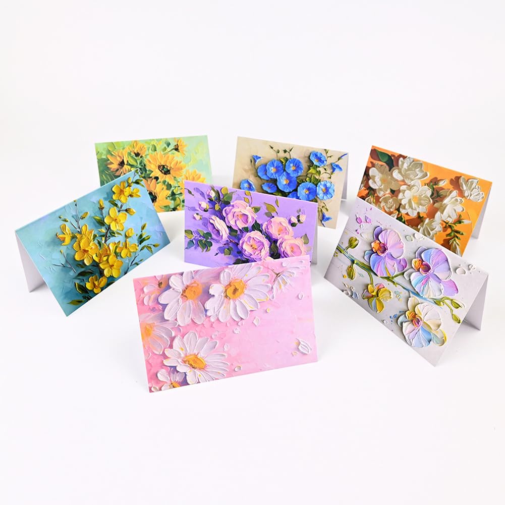 4 x 6 pollici, set di biglietti di auguri con buste vuote, pittura a olio, motivo floreale, elegante biglietto di auguri, biglietti di ringraziamento per compleanni, festa della mamma, #F