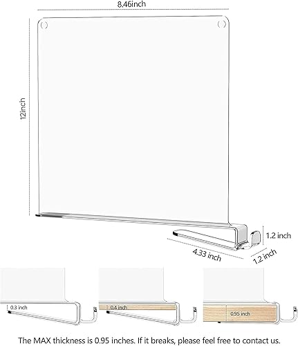 Miniatura 2 de Paquete de 6 separadores de estantes transparentes de 12 pulgadas versión extra alta para organización, estantes verticales de acrílico para