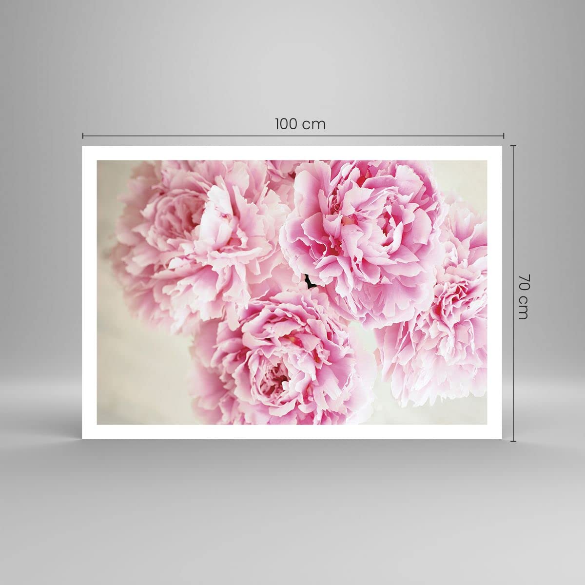 Quadro Su Tela 100x70 Cm Con Stampa Peonia - Decorazione Murale Per Soggiorno, Camera, Cucina
