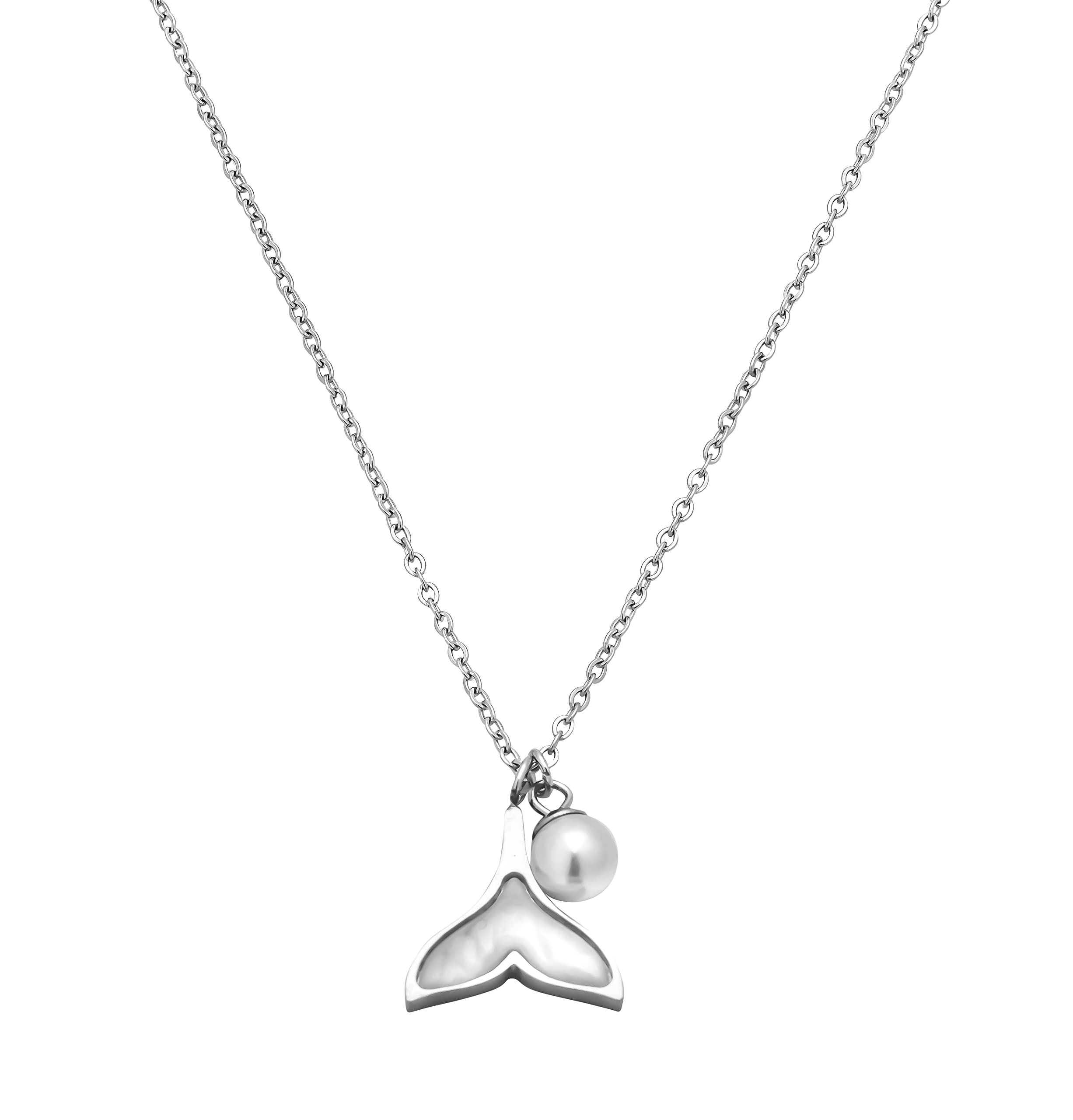 MISS TAKE Necklace for Girls & Women - Dolphin Tail And Crystal Pearl Stainless Steel Necklace Pendent With Adjustable 18 inch Chain For Girls and Women. (B0BG8HPCSQ) Amazon Price History, Amazon Price Tracker