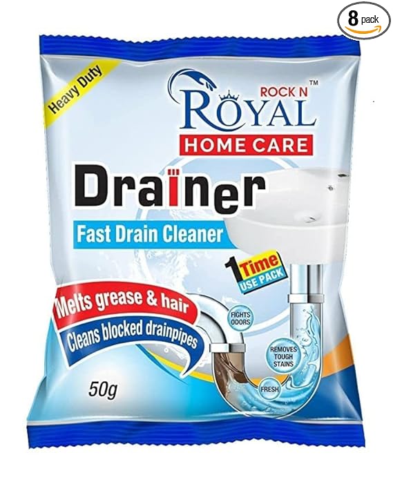 Drain Cleaner Powder| Removes Clogs| Blockages in Washbasin| Septic Tank| Sinks| Pipes within 30 Minutes| Drain Expert| No Manual Hassle Drainage block and Clog remover| (pack of 8)