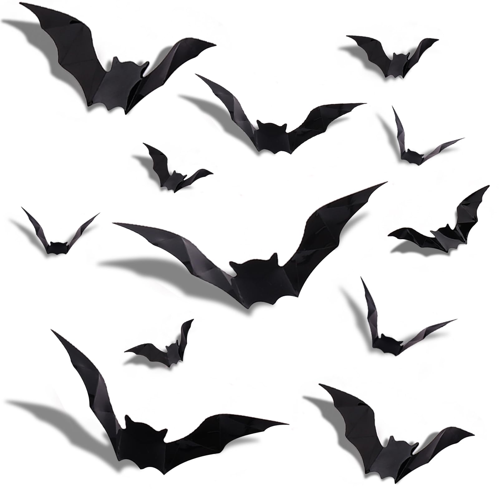 GoldRock Decorazione Da Tavolo Halloween – 100 Pipistrelli Neri Di 5 Misure, In Cartone, Per Feste A Tema Horror E Addobbi Fai-da-te