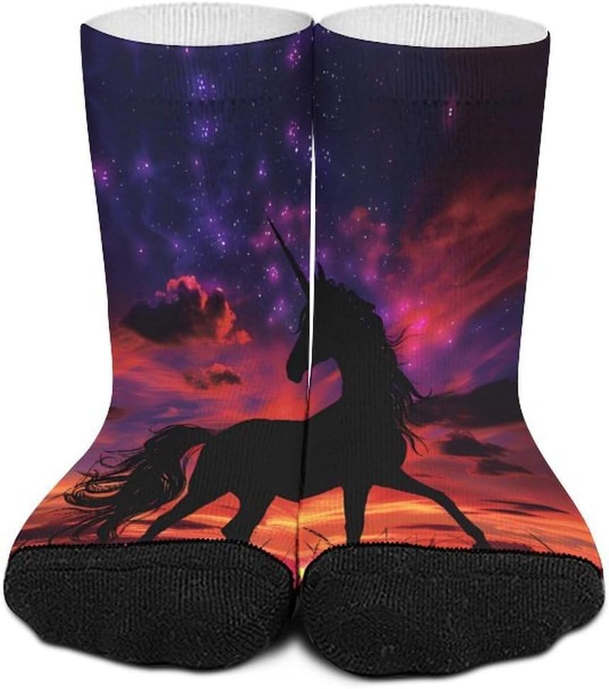 Mystic Sunset Un-icorns Knee High Socks Athletic Long Stockings Sport Casual Crew Tube Sock Boot