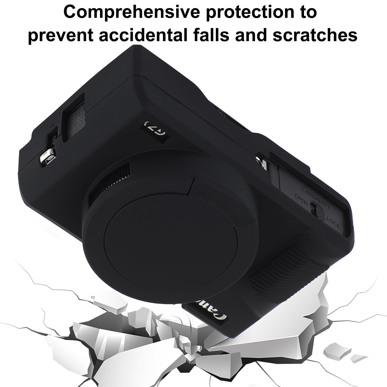 Funda de cuerpo suave para Canon G7X Mark III, funda protectora de silicona con cubierta de lente móvil para Canon Powershot G7X Mark III, G7X Mark III funda protectora (negro)