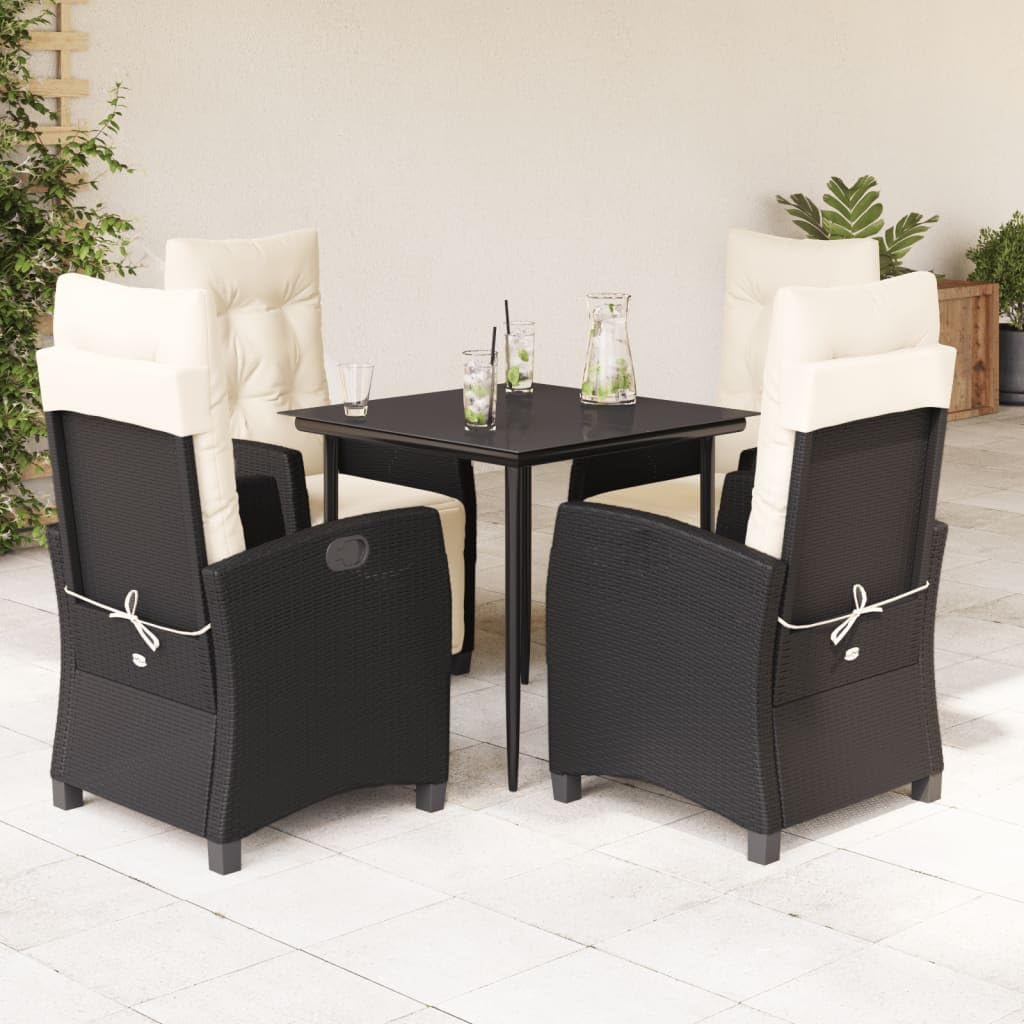 5-TLG. Garten-Essgruppe mit Kissen Outdoor MöBel Gartenlounge Outdoor Lounge MöBel Outdoor Garten Essgruppe Schwarz Poly Rattan - 3212947