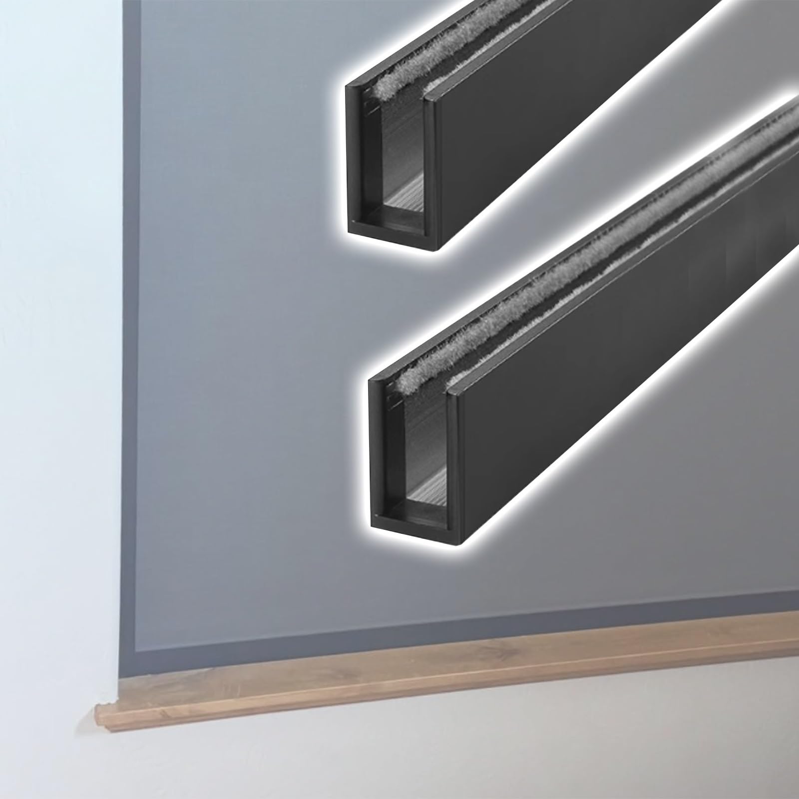 Srnsaeb Black 2Pcs Customize Light Blockers Blackout Side Track Drill With Screws, Window Shades/ Roller Curtain/ Blinds Side Edge Light Blockers, Removable & Replaceable Blocking Strips Easy To Instal(,44In/1
