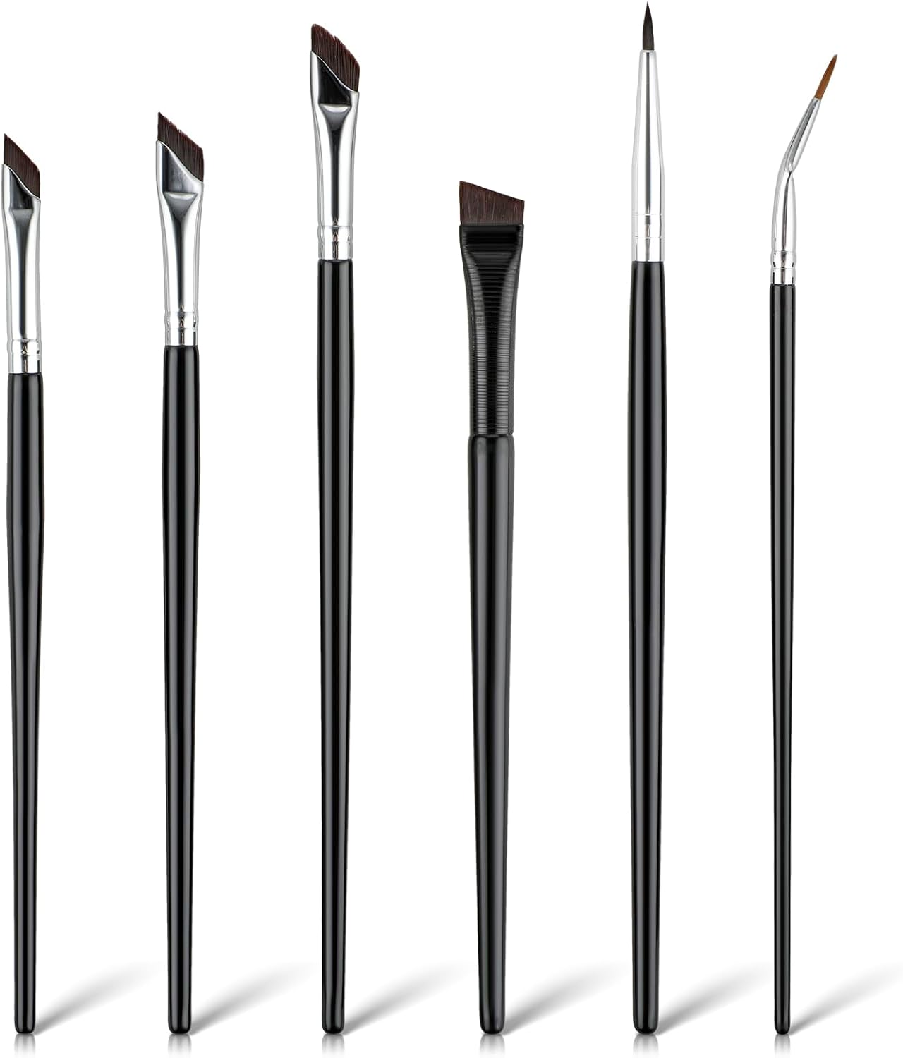 6-delige set met schuine eyeliner-kwasten, ultradunne precisiemake-upkwastenset voor oogschaduw en wenkbrauwen