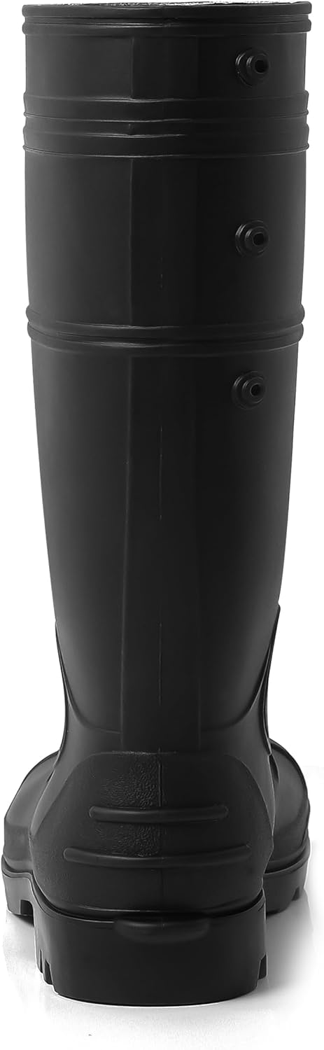 Ubon Men's Steel Toe Rain Boots PVC Waterproof Rubber Garden Mud Fishing Boots for Men Rainboots