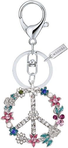 Bling vidrio flor símbolo de la paz Clave Anillo Creative embalaje Box mz8441