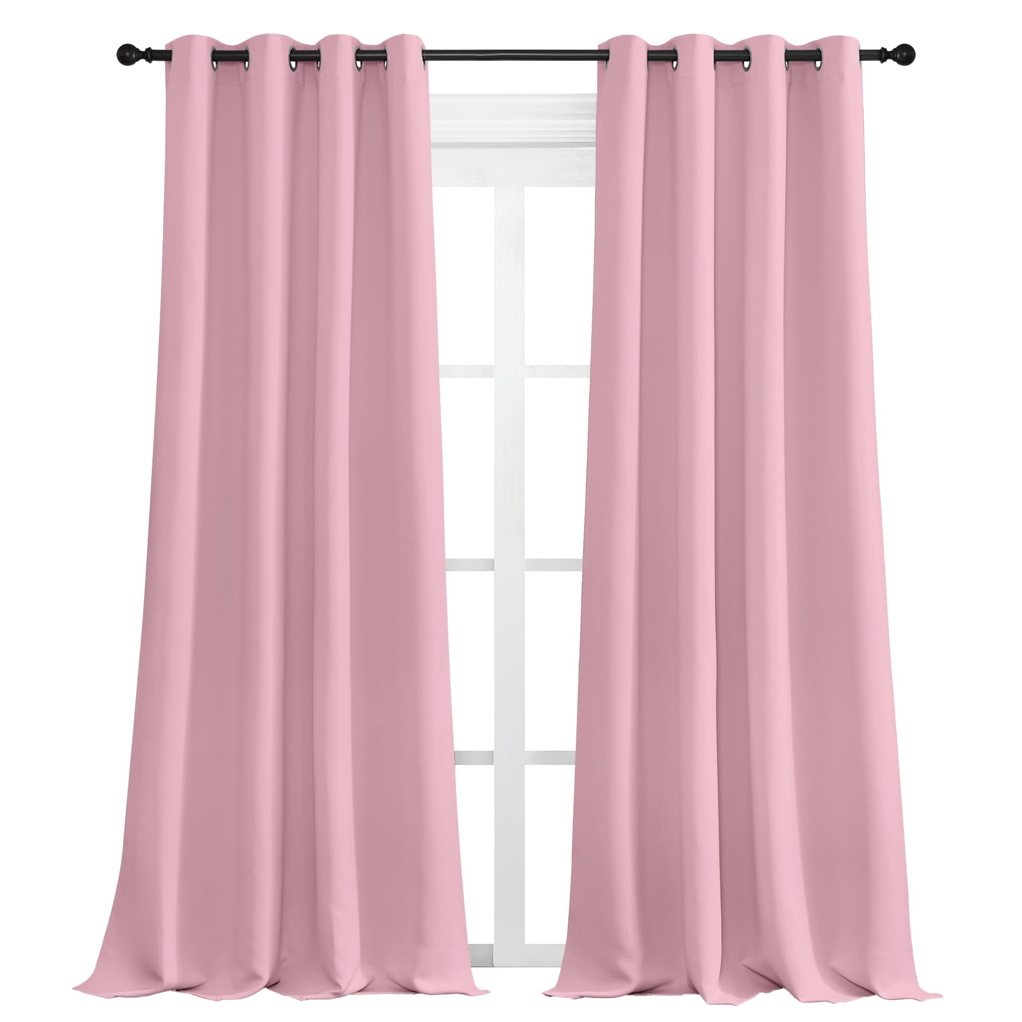 NICETOWN Crystal Pink Blackout Curtains 108" Long, 55" Wide, 2 Pieces for Office, Dining, Guest Room - Sound Reducing, Heat and Cold Block Panels for Modern Decorative