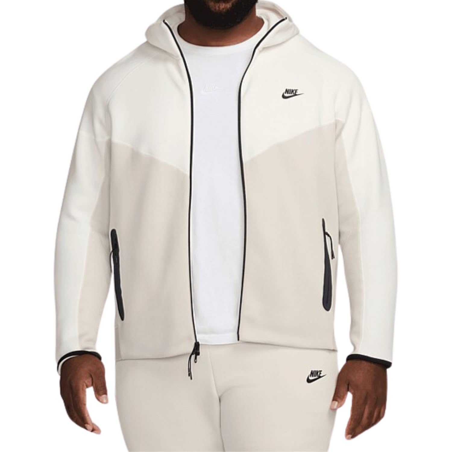 Nike Sportswear Tech Fleece Windrunner Mens Full-Zip Hoodie Size - X-Large Light Orewood Brown Sail Black